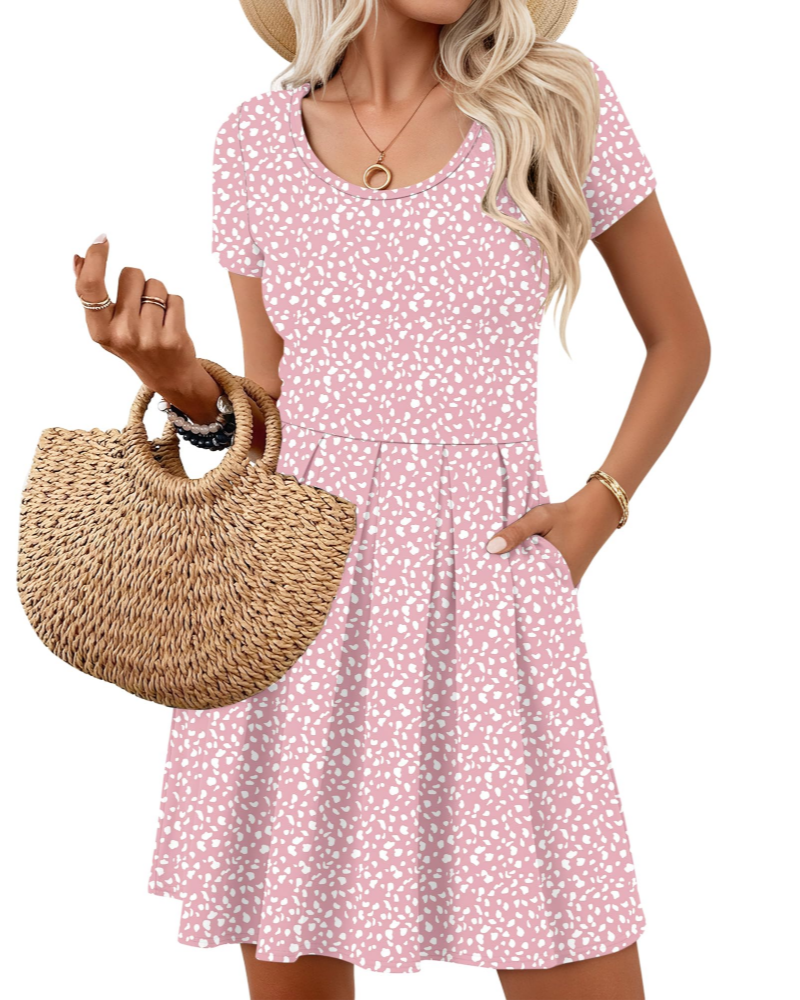 Vestito Nira Donna – Vestito Mini A-Line Scollo a V Maniche Corte con Tasche Estate Casual