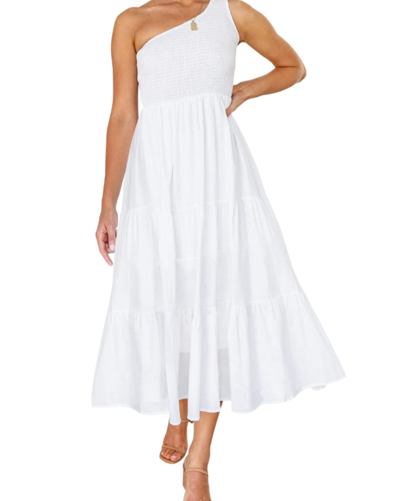 Abito Maxi Bohème da Donna ZsaZsa – Abito Monospalla con Volant, Taglio A-Line ed Elegante per l’Estate