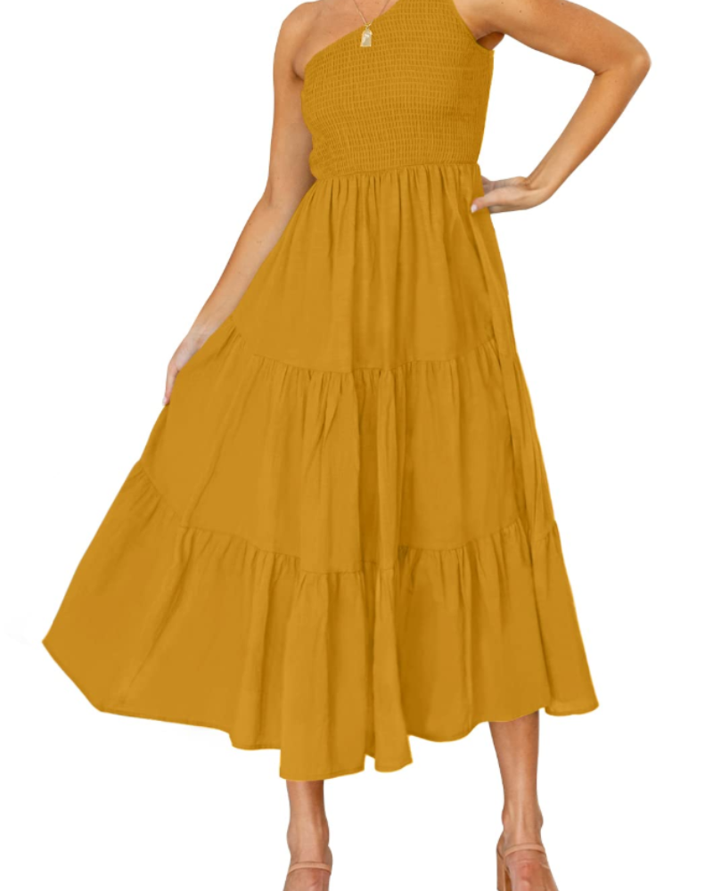Abito Maxi Bohème da Donna ZsaZsa – Abito Monospalla con Volant, Taglio A-Line ed Elegante per l’Estate