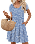 Vestito Nira Donna – Vestito Mini A-Line Scollo a V Maniche Corte con Tasche Estate Casual