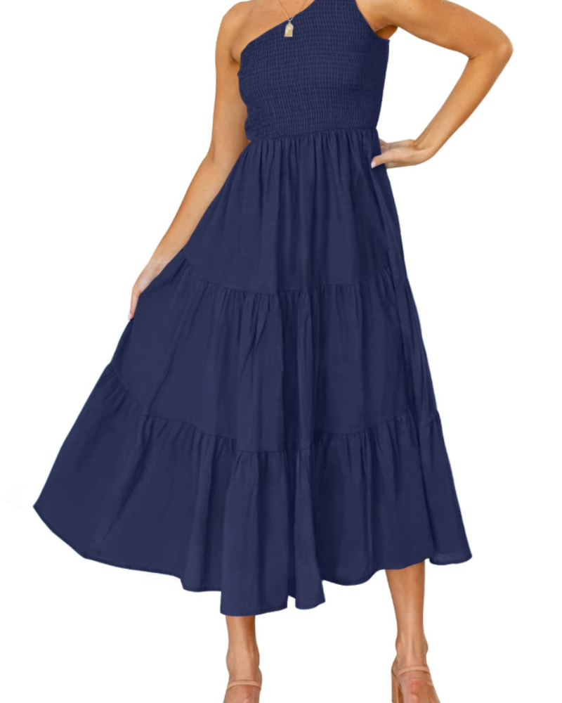 Abito Maxi Bohème da Donna ZsaZsa – Abito Monospalla con Volant, Taglio A-Line ed Elegante per l’Estate