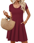 Vestito Nira Donna – Vestito Mini A-Line Scollo a V Maniche Corte con Tasche Estate Casual