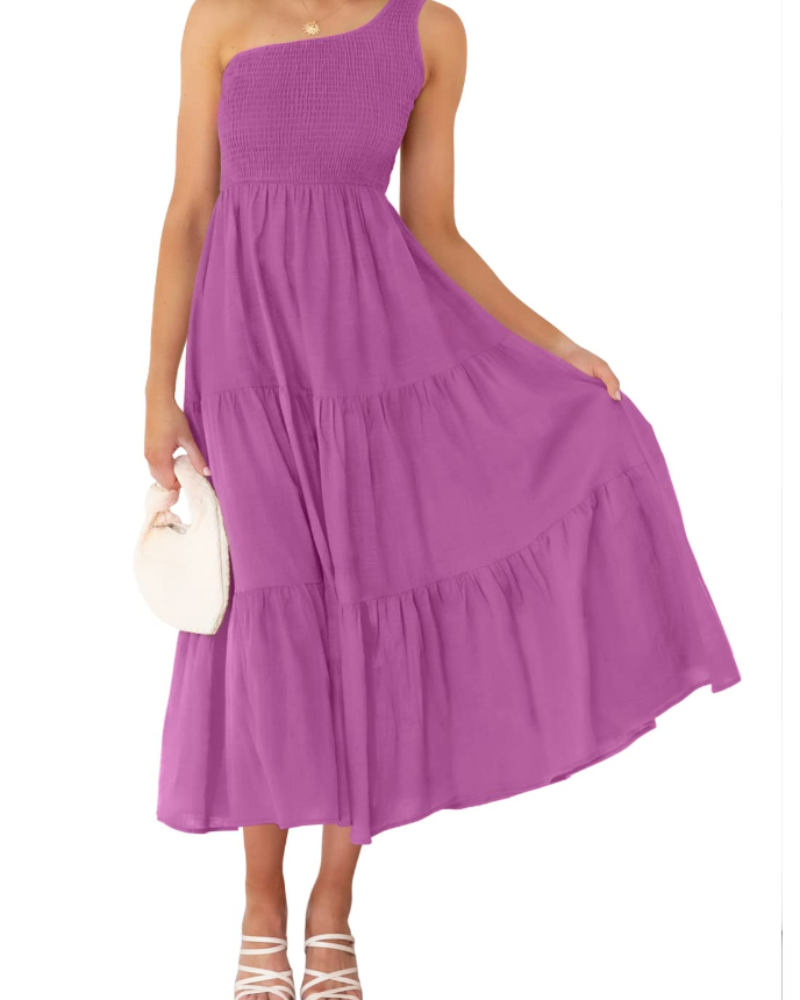 Abito Maxi Bohème da Donna ZsaZsa – Abito Monospalla con Volant, Taglio A-Line ed Elegante per l’Estate