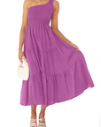 Abito Maxi Bohème da Donna ZsaZsa – Abito Monospalla con Volant, Taglio A-Line ed Elegante per l’Estate