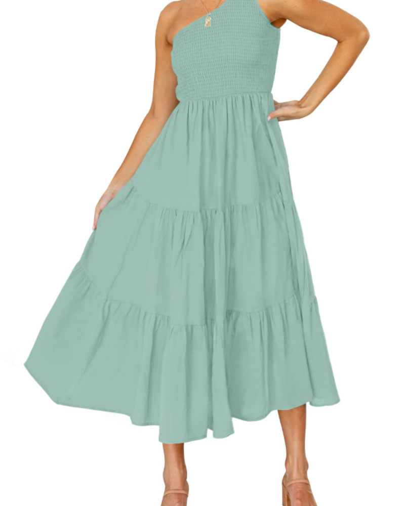 Abito Maxi Bohème da Donna ZsaZsa – Abito Monospalla con Volant, Taglio A-Line ed Elegante per l’Estate