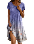 Abito Sera Donna – Abito Bohemien Maxi Fluido Girocollo Volant Taglio A-Line Elegante Estate