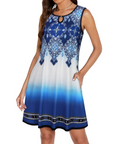 Mia Vestito Donna – Vestito Mini Collo a Fessura Senza Maniche Fluido con Tasche Estate Casual