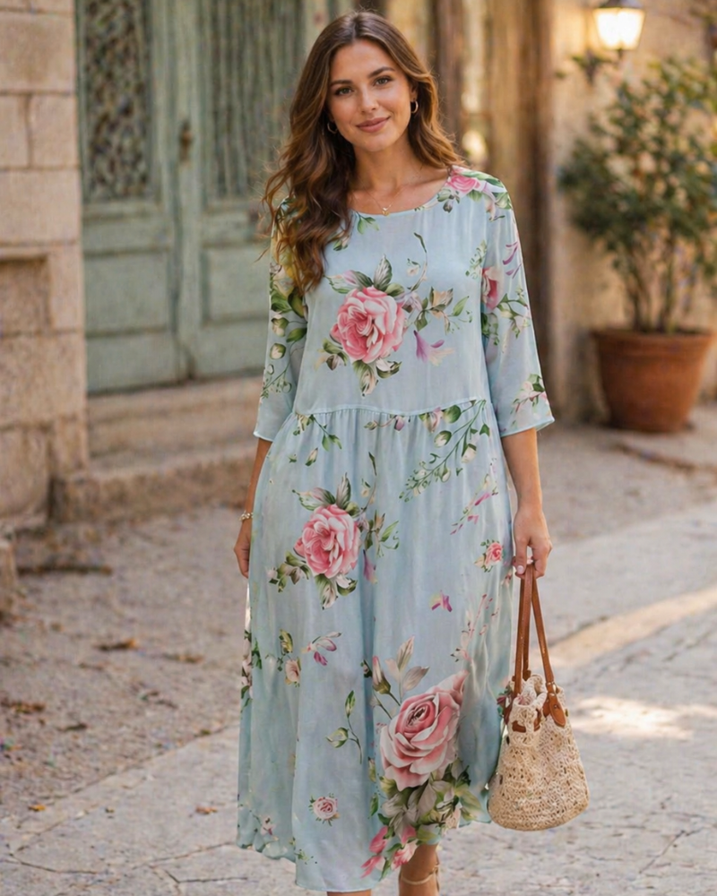 Vestito Elegante da Donna Paloma – Abito Floreale in Cotone, Taglio Slanciato e Stile Senza Tempo