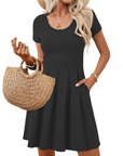 Vestito Nira Donna – Vestito Mini A-Line Scollo a V Maniche Corte con Tasche Estate Casual