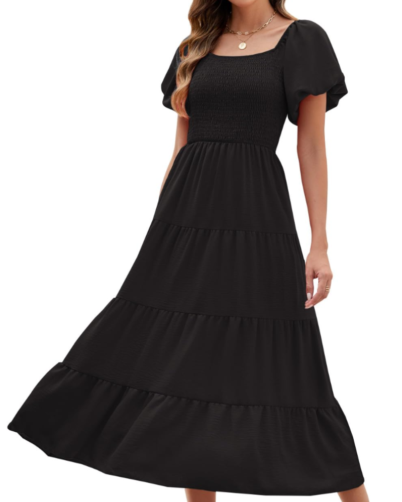 Vestito lungo da donna Stacey – Vestito incrociato con scollo a V, maniche ampie e tasche, estate