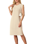 Wensy Abito Donna – Girocollo Senza Maniche, Taglio Midi con Spacco e Tasche Elegante