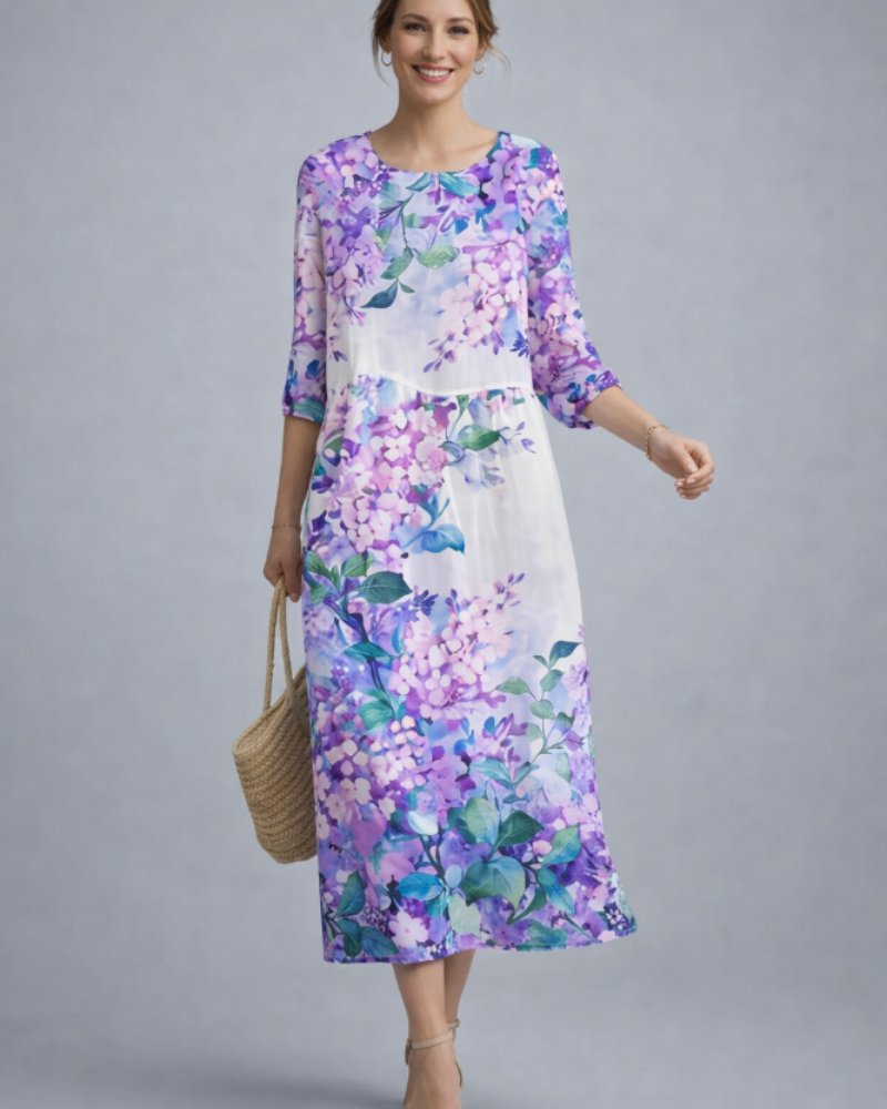 Vestito Elegante da Donna Paloma – Abito Floreale in Cotone, Taglio Slanciato e Stile Senza Tempo