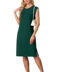 Wensy Abito Donna – Girocollo Senza Maniche, Taglio Midi con Spacco e Tasche Elegante