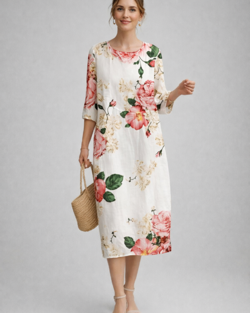 Vestito Elegante da Donna Paloma – Abito Floreale in Cotone, Taglio Slanciato e Stile Senza Tempo