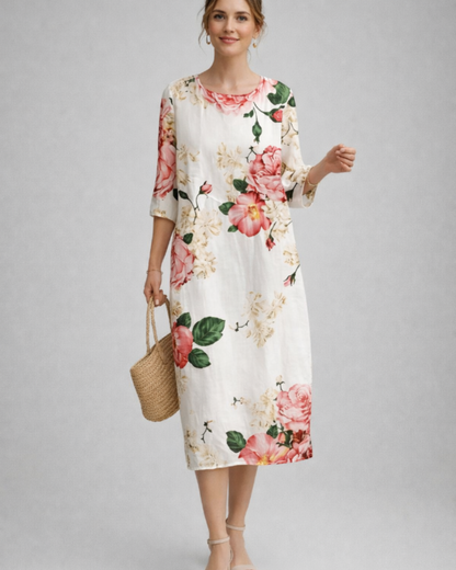 Vestito Elegante da Donna Paloma – Abito Floreale in Cotone, Taglio Slanciato e Stile Senza Tempo