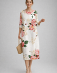Vestito Elegante da Donna Paloma – Abito Floreale in Cotone, Taglio Slanciato e Stile Senza Tempo