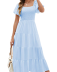 Vestito lungo da donna Stacey – Vestito incrociato con scollo a V, maniche ampie e tasche, estate