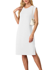 Wensy Abito Donna – Girocollo Senza Maniche, Taglio Midi con Spacco e Tasche Elegante