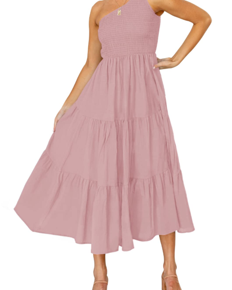 Abito Maxi Bohème da Donna ZsaZsa – Abito Monospalla con Volant, Taglio A-Line ed Elegante per l’Estate