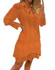 Laura Abito Lungo Donna – Abito Maxi Scollo a V Volant Pizzo Jacquard Tasche & Shorts Integrati