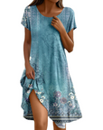 Abito Sera Donna – Abito Bohemien Maxi Fluido Girocollo Volant Taglio A-Line Elegante Estate