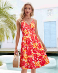 Vestito Midi Verna Donna – Vestito Floreale Scollo a V Spalline Sottili & Taglio A-Line Tasche