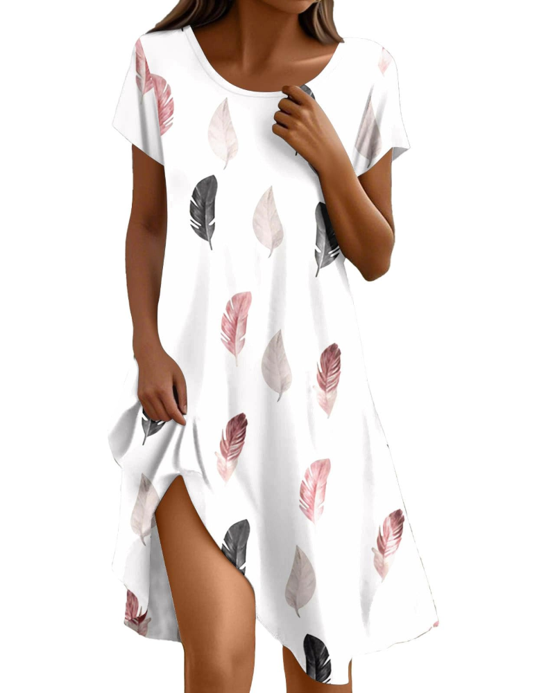 Abito Sera Donna – Abito Bohemien Maxi Fluido Girocollo Volant Taglio A-Line Elegante Estate