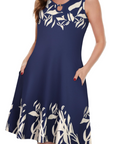 Mia Vestito Donna – Vestito Mini Collo a Fessura Senza Maniche Fluido con Tasche Estate Casual