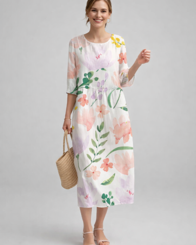 Vestito Elegante da Donna Paloma – Abito Floreale in Cotone, Taglio Slanciato e Stile Senza Tempo