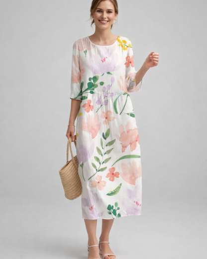 Vestito Elegante da Donna Paloma – Abito Floreale in Cotone, Taglio Slanciato e Stile Senza Tempo