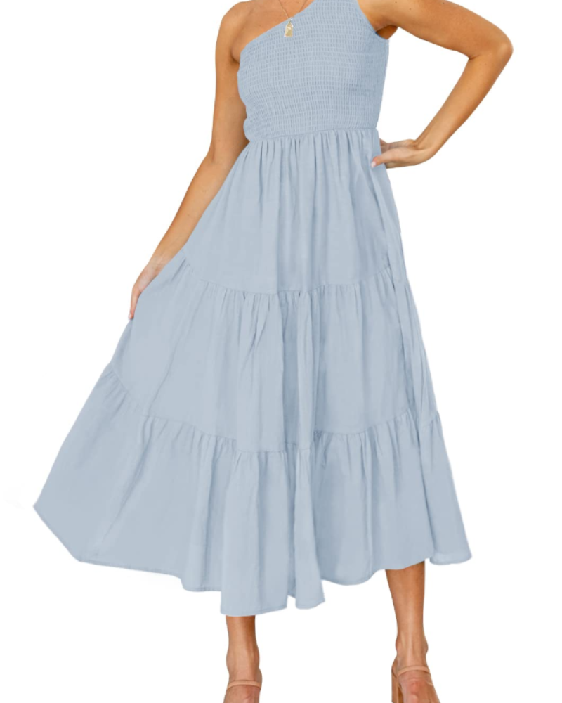 Abito Maxi Bohème da Donna ZsaZsa – Abito Monospalla con Volant, Taglio A-Line ed Elegante per l’Estate