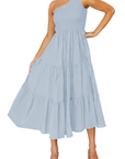 Abito Maxi Bohème da Donna ZsaZsa – Abito Monospalla con Volant, Taglio A-Line ed Elegante per l’Estate