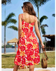 Vestito Midi Verna Donna – Vestito Floreale Scollo a V Spalline Sottili & Taglio A-Line Tasche