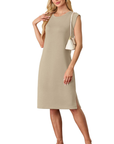 Wensy Abito Donna – Girocollo Senza Maniche, Taglio Midi con Spacco e Tasche Elegante