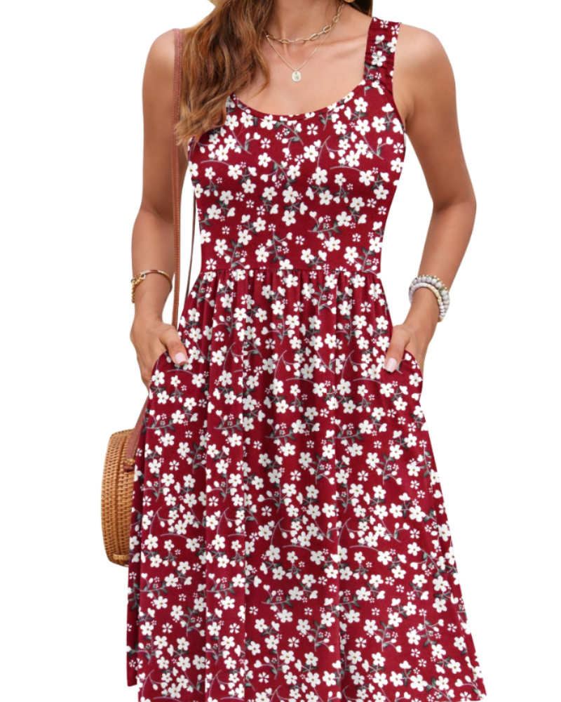 Vestito Estivo Donna Susana – Vestito Senza Maniche Vita Sottile, Scollo Quadrato e Taglio A-Line