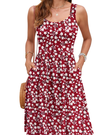 Vestito Estivo Donna Susana – Vestito Senza Maniche Vita Sottile, Scollo Quadrato e Taglio A-Line