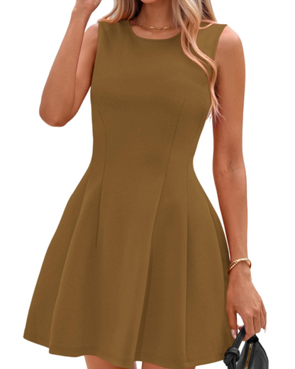 Sophie Abito Donna – Abito Corto A-Line Senza Maniche Elegante Business Casual Elasticizzato