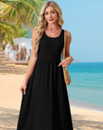 Jensy Vestito Midi Donna – Vestito A-Line Fluido con Tasche, Vita Impero e Taglio Elegante Estivo