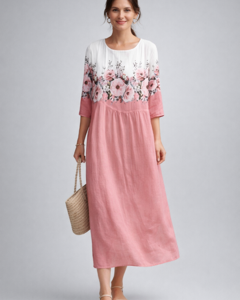Vestito Elegante da Donna Paloma – Abito Floreale in Cotone, Taglio Slanciato e Stile Senza Tempo