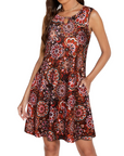 Mia Vestito Donna – Vestito Mini Collo a Fessura Senza Maniche Fluido con Tasche Estate Casual