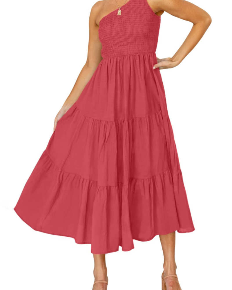 Abito Maxi Bohème da Donna ZsaZsa – Abito Monospalla con Volant, Taglio A-Line ed Elegante per l’Estate