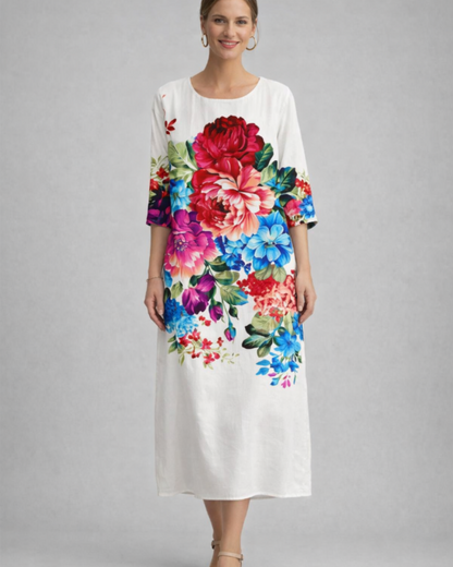 Vestito Elegante da Donna Paloma – Abito Floreale in Cotone, Taglio Slanciato e Stile Senza Tempo