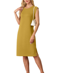 Wensy Abito Donna – Girocollo Senza Maniche, Taglio Midi con Spacco e Tasche Elegante