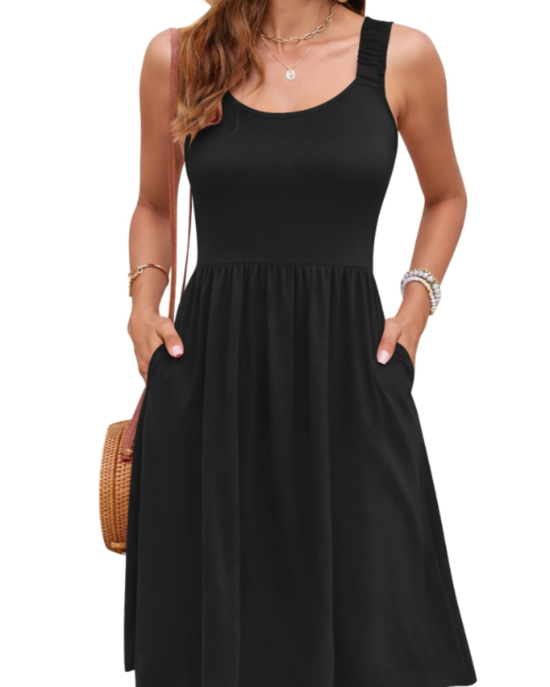 Vestito Estivo Donna Susana – Vestito Senza Maniche Vita Sottile, Scollo Quadrato e Taglio A-Line