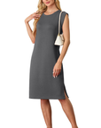 Wensy Abito Donna – Girocollo Senza Maniche, Taglio Midi con Spacco e Tasche Elegante
