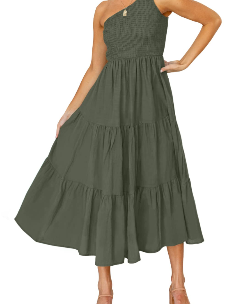 Abito Maxi Bohème da Donna ZsaZsa – Abito Monospalla con Volant, Taglio A-Line ed Elegante per l’Estate