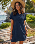 Vestito Raine da Donna – Abito in Lino e Cotone, Lunghezza Media, Scollo a V, Con Bottoni, Tasche, Casual Chic, Estate