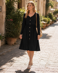 Julie Abito Midi A-Line – Abito Casual Maniche Lunghe con Tasche Donna