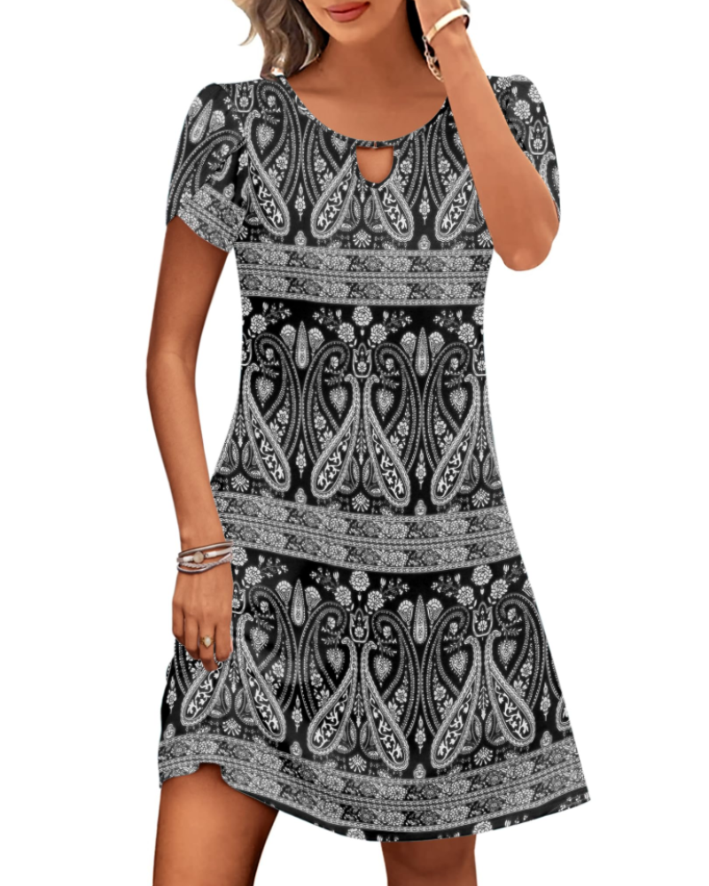 Vestito Midi Willow a Fiori da Donna – Abito Estivo Svasato con Tasche e Maniche a Sbuffo
