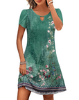 Vestito Midi Willow a Fiori da Donna – Abito Estivo Svasato con Tasche e Maniche a Sbuffo